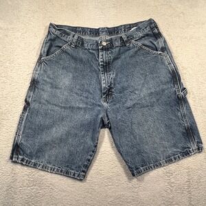 Vintage Y2K Wrangler Denim Carpenter Shorts Utility Pockets Blue‎ Jeans Mens 36